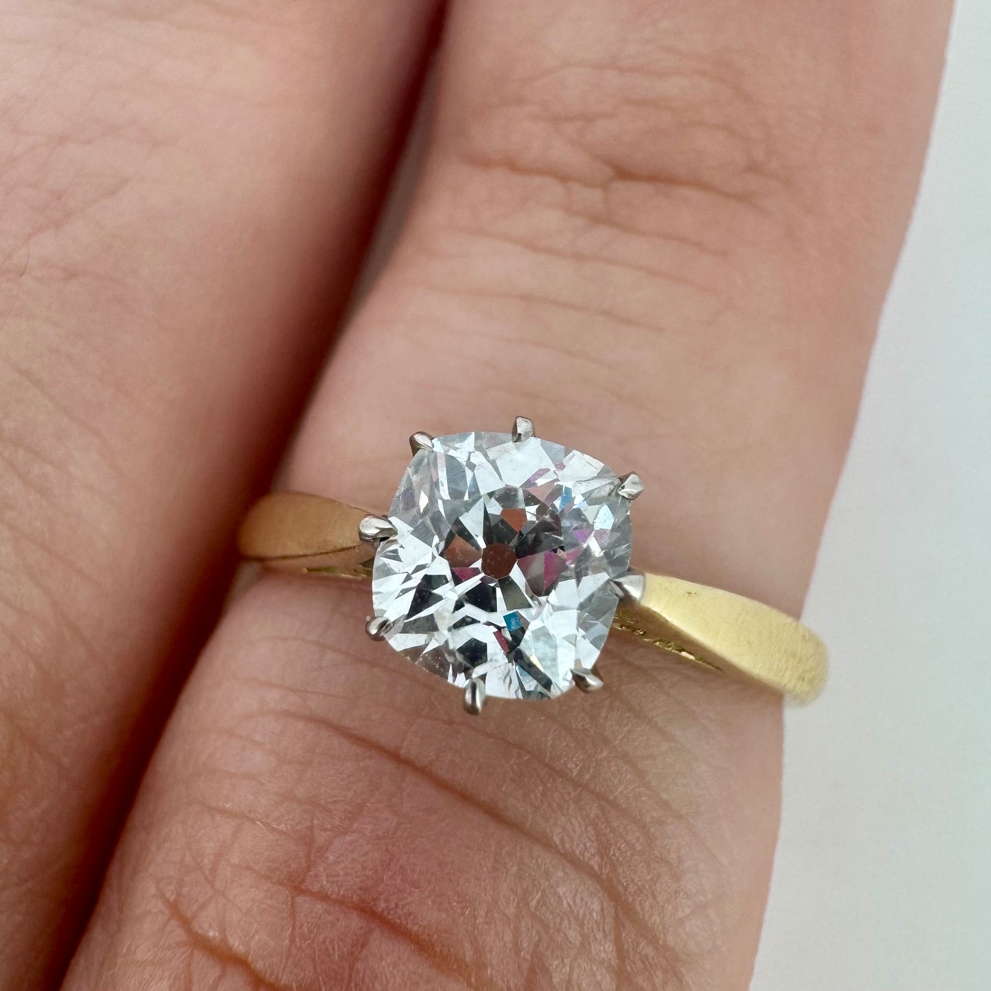0.86ct Mine Cut Diamond Solitaire - 18K Two Tone