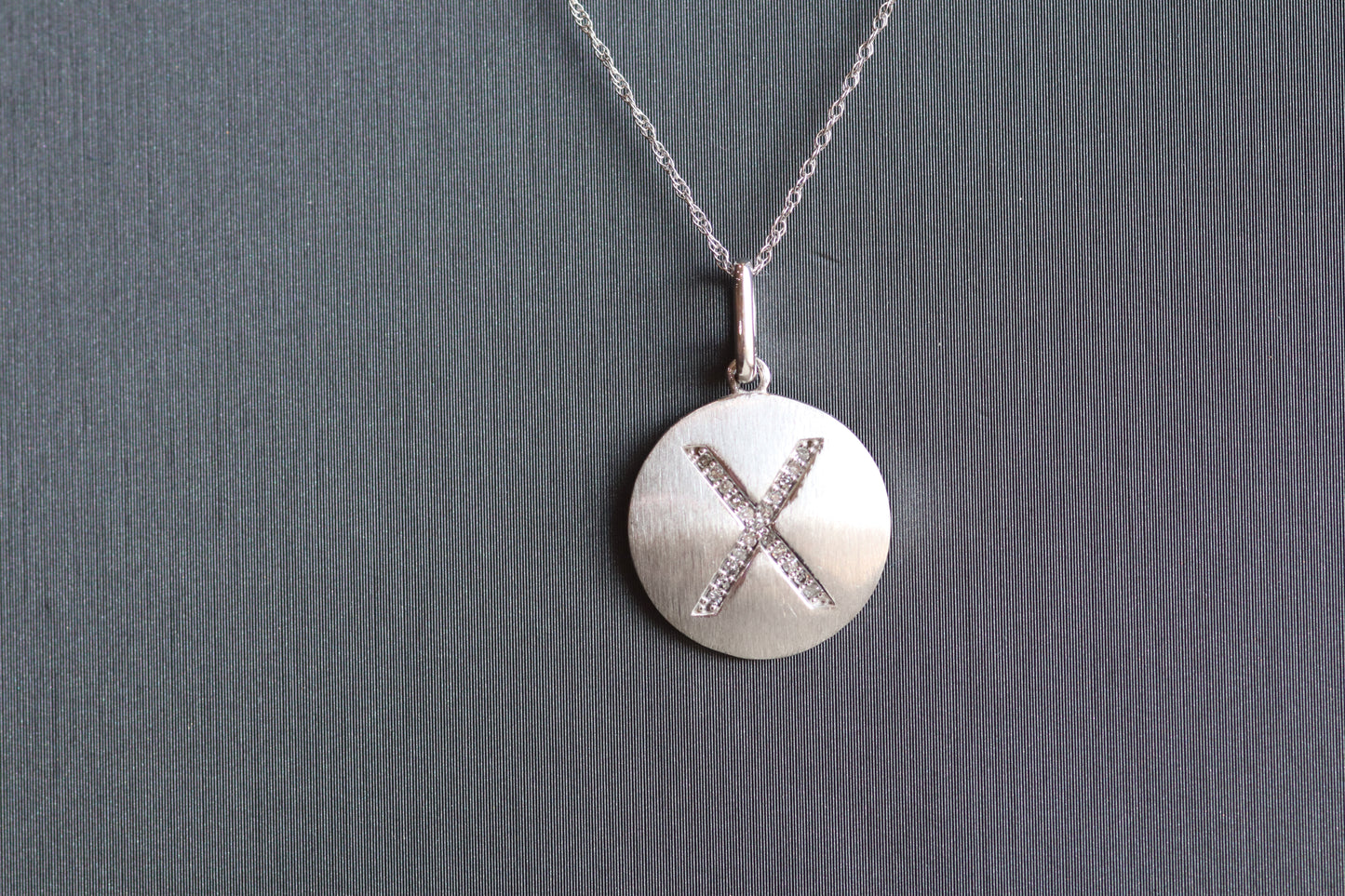 Diamond X Necklace - 10K White Gold