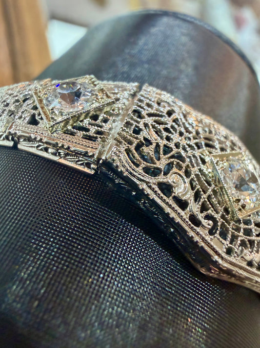 1ctw Three Diamond Filigree Bracelet - Art Deco