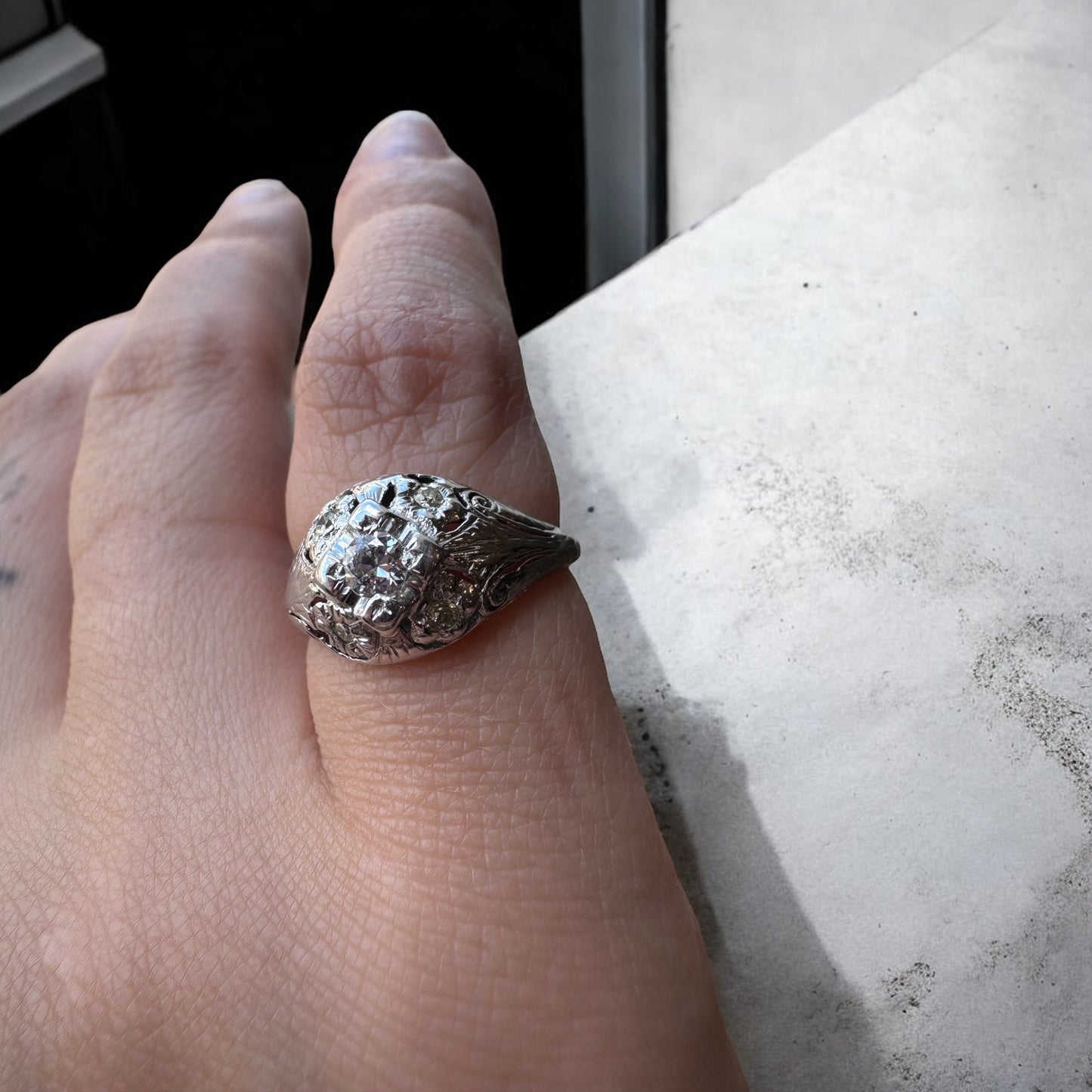 18K Five Diamond Ring - Art Deco
