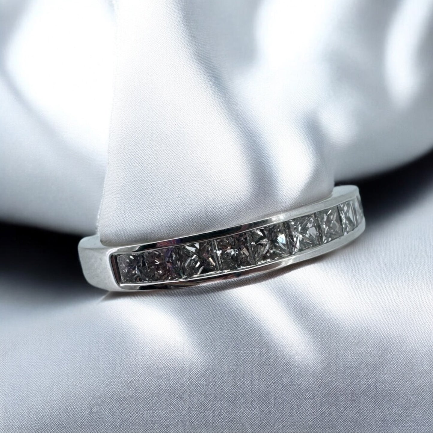 3/4ctw Princess-Cut Channel Band - 14K White Gold