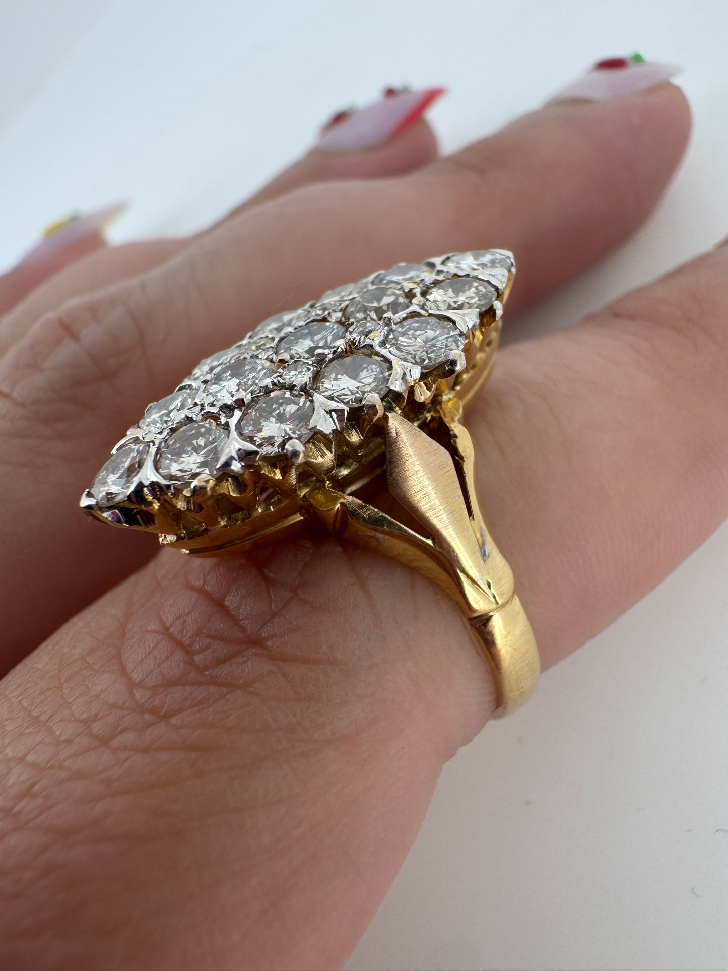 Diamond Navette Ring - 18K Yellow Gold