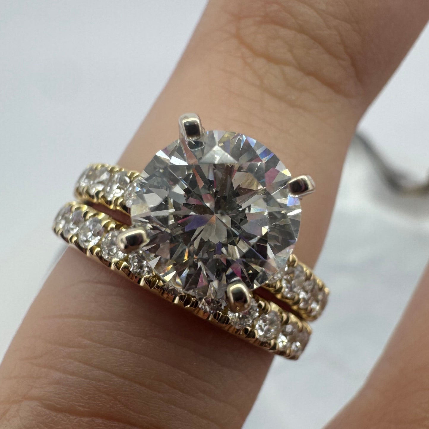 2.10ct Round Diamond Accented Engagement Ring and Matching Band - 14K Yellow Gold