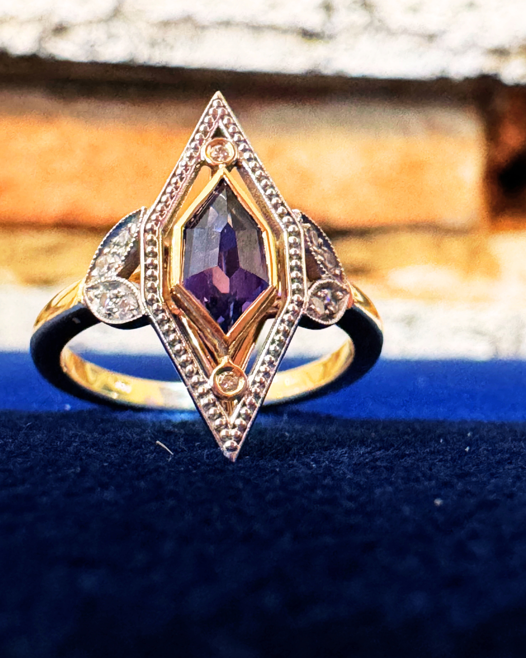 Nivithigala Purple Sapphire & Diamond Ring