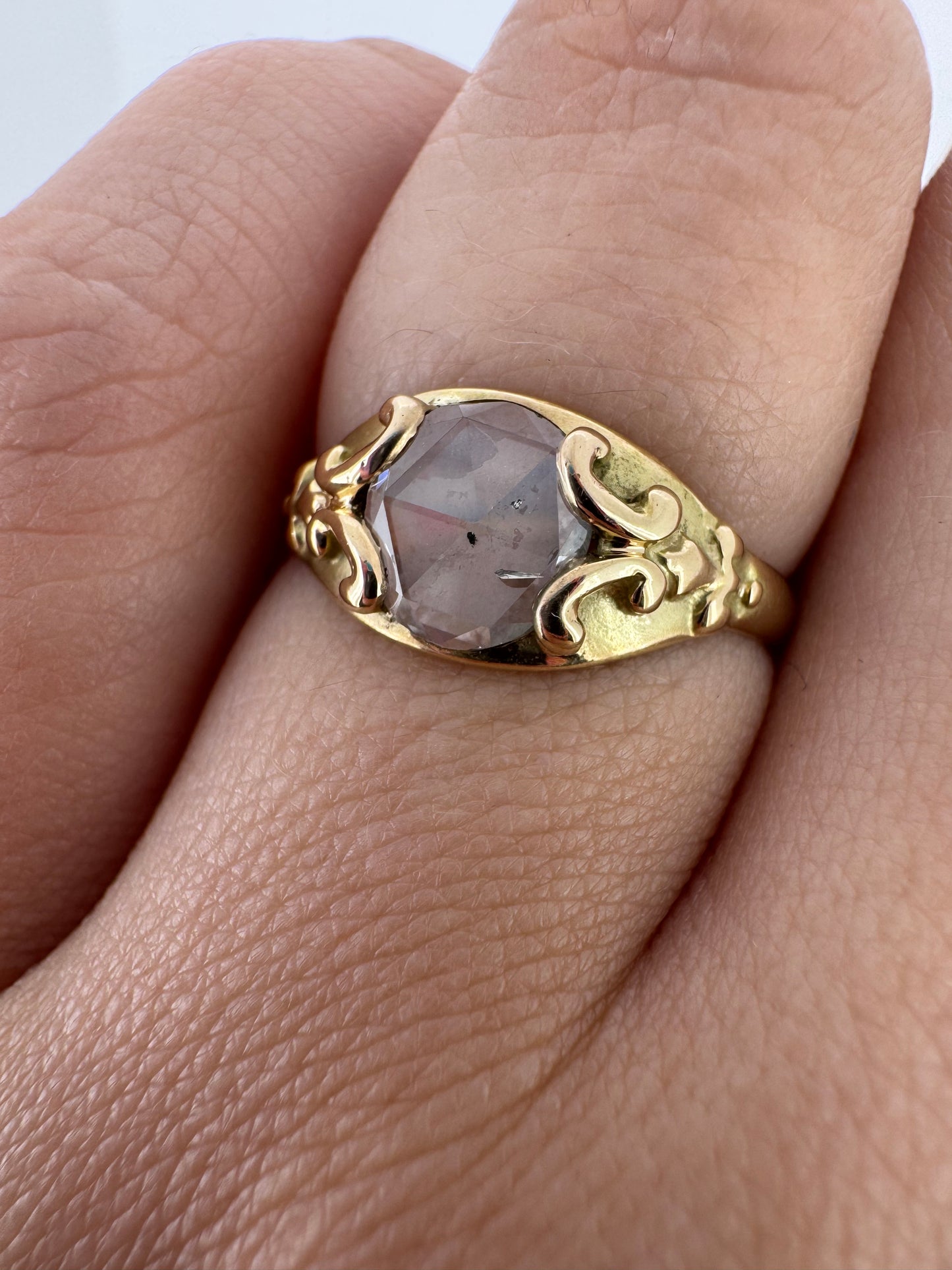 0.73ct Rose Cut Diamond Ring - 15K Yellow Gold