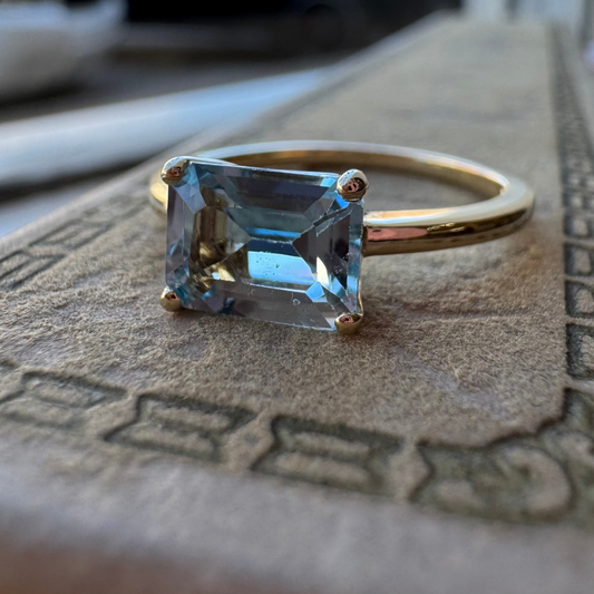 Aquamarine Ring - Emerald Cut