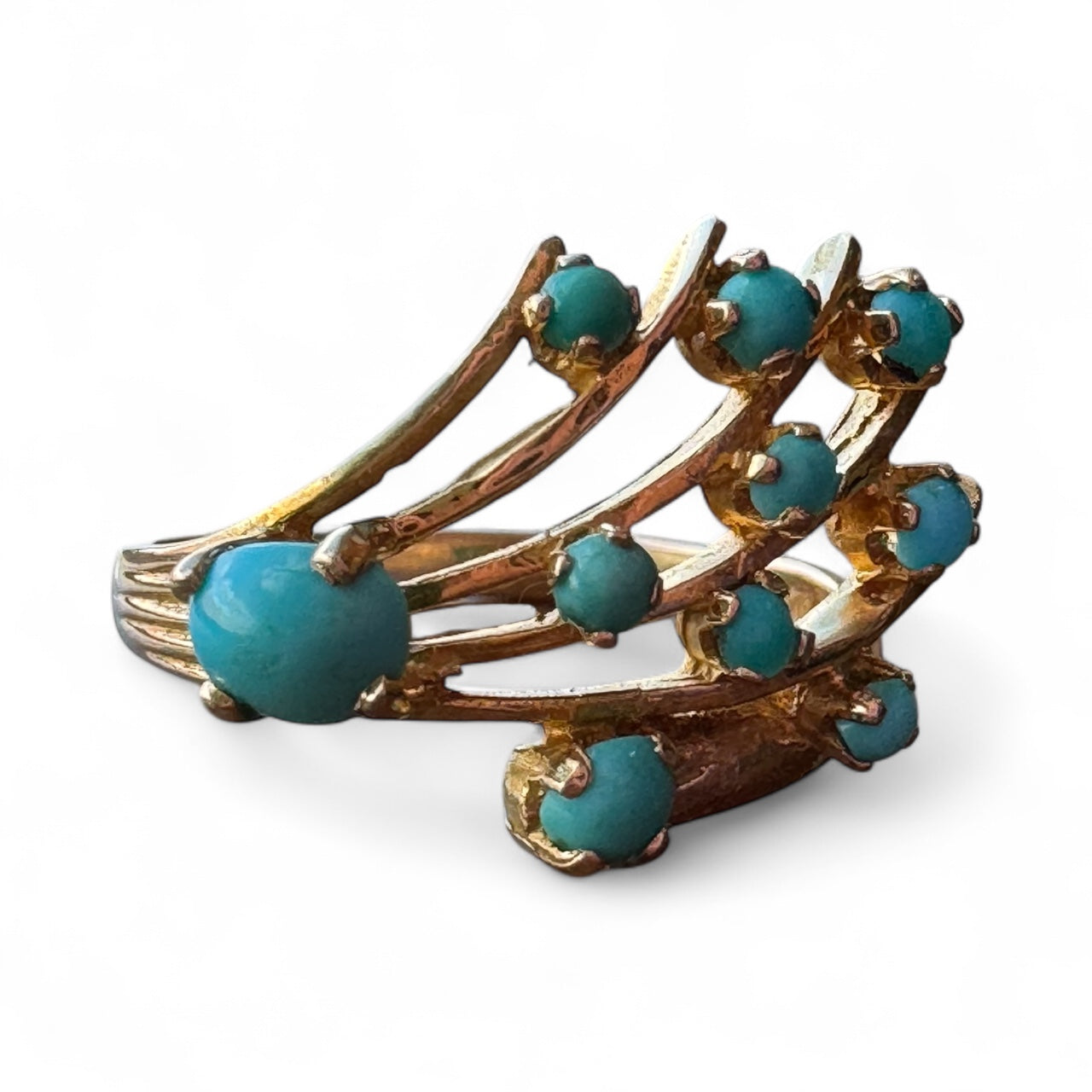 Retro Fashion Ring with Turquoise and 18K Gold