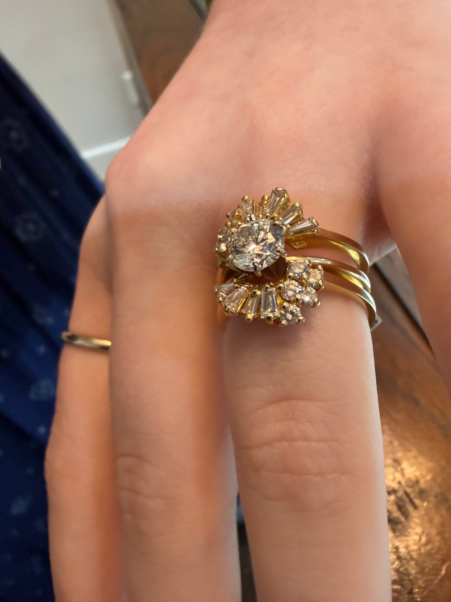 Asymmetrical Diamond Contour Bands - 14K Yellow Gold