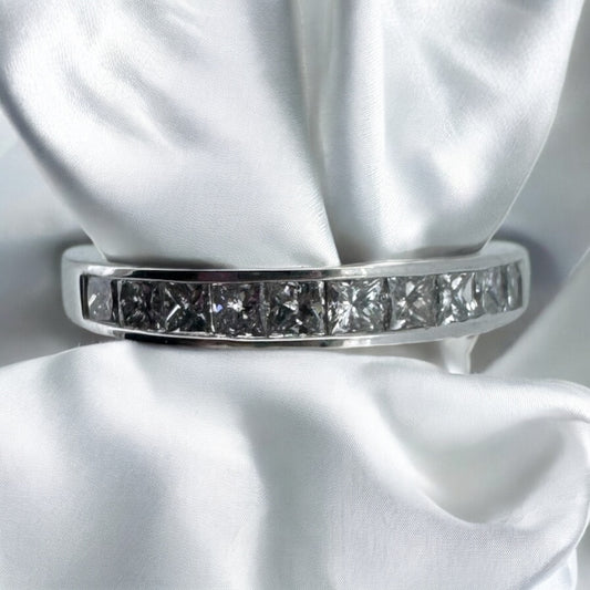 3/4ctw Princess-Cut Channel Band - 14K White Gold