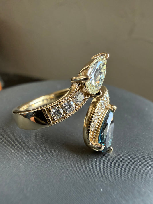 Sapphire and Diamond Toi et Moi Ring - Design by TJ