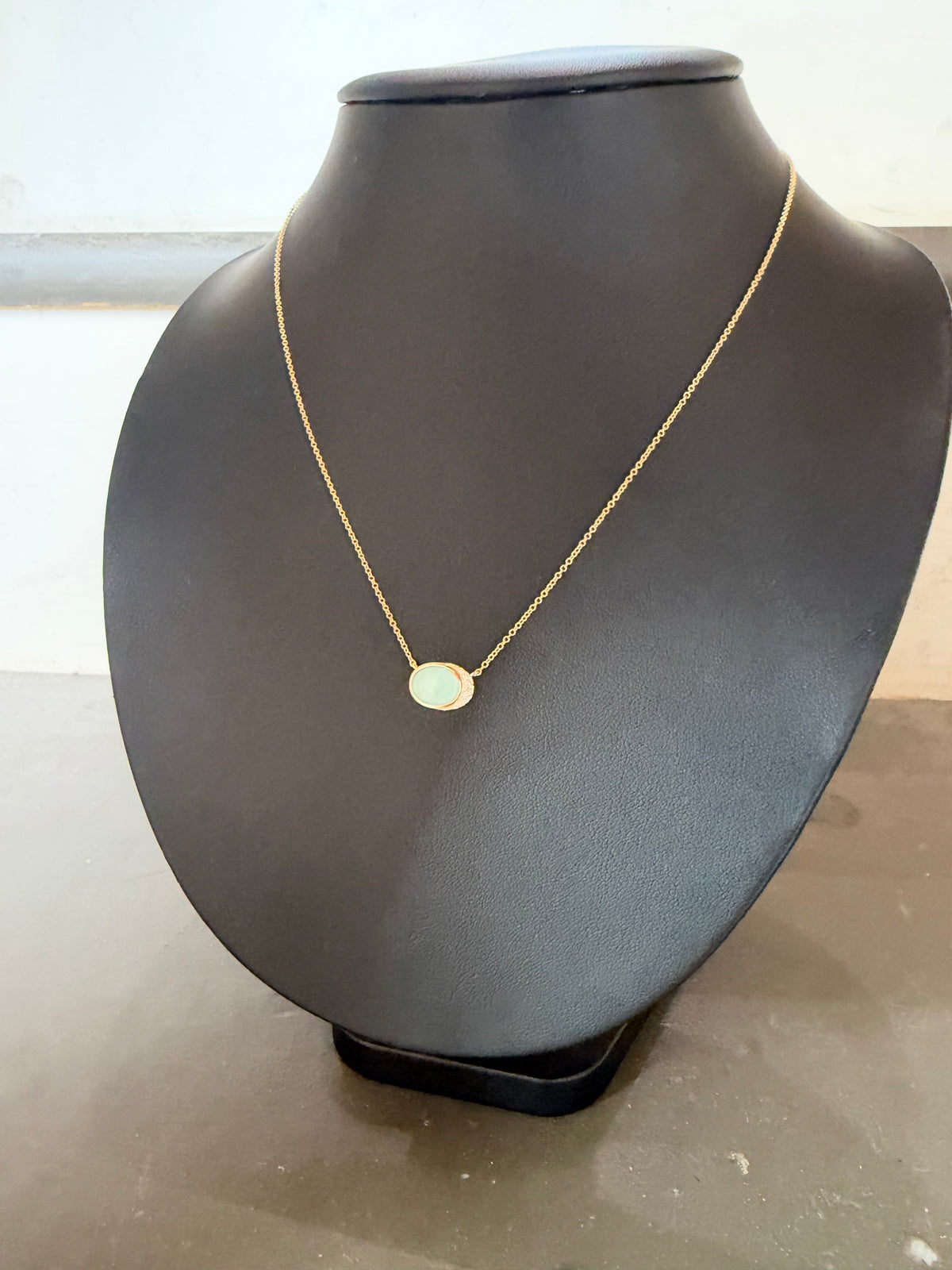 East/West Oval Opal Necklace - 14K Yellow Gold