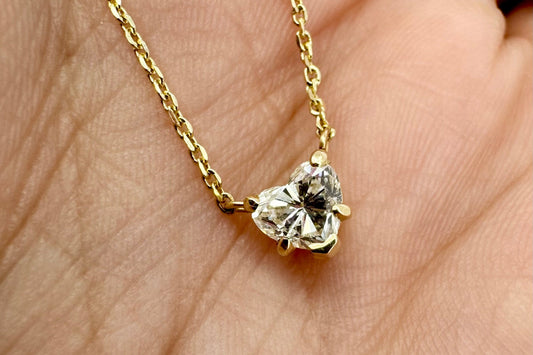 Heart-Shaped Diamond Necklace - 14K Yellow Gold