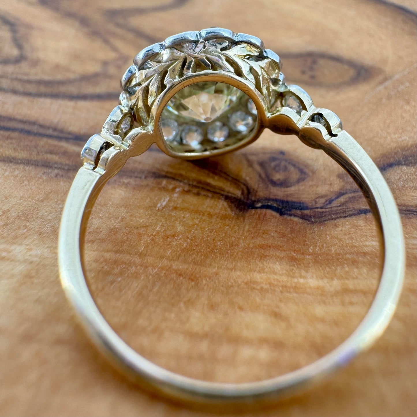 1.70ct European Cut Diamond Ring with Halo - Edwardian Era
