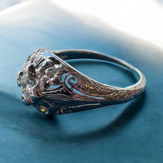 18K Five Diamond Ring - Art Deco