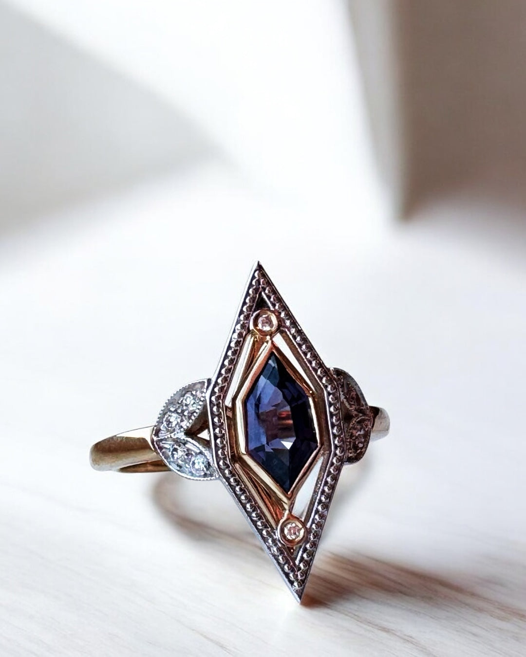 Nivithigala Purple Sapphire & Diamond Ring