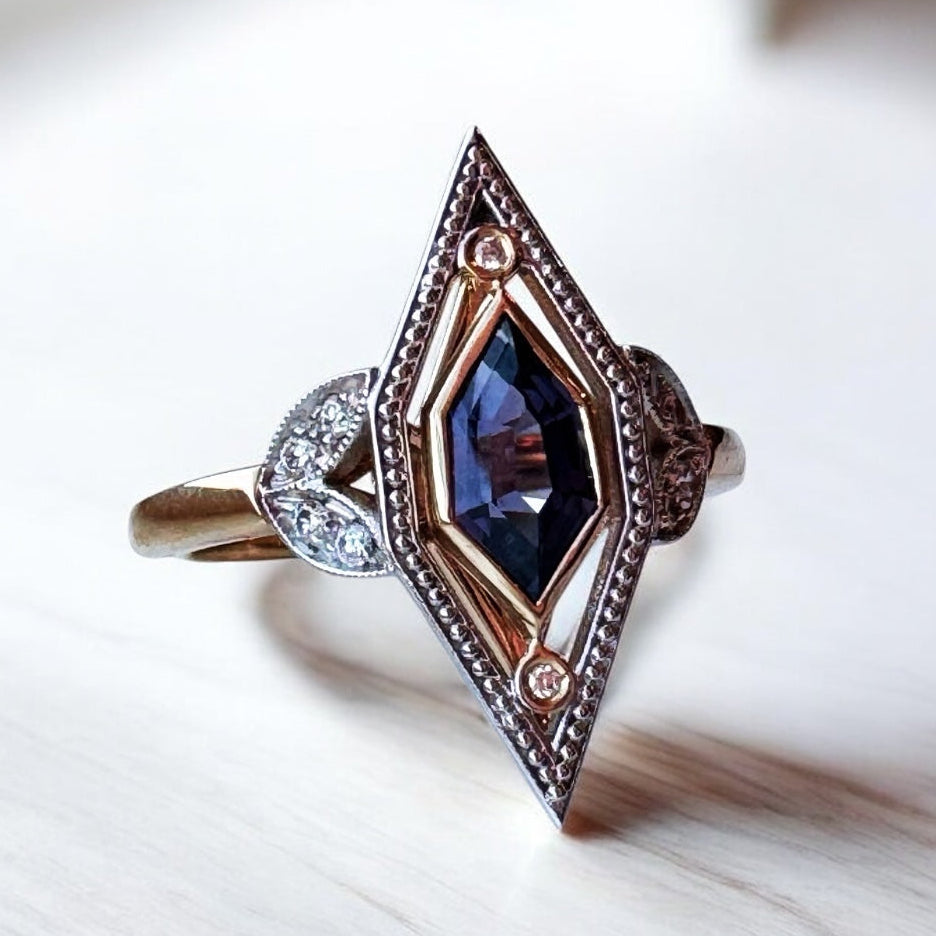 Nivithigala Purple Sapphire & Diamond Ring - Deco Collection