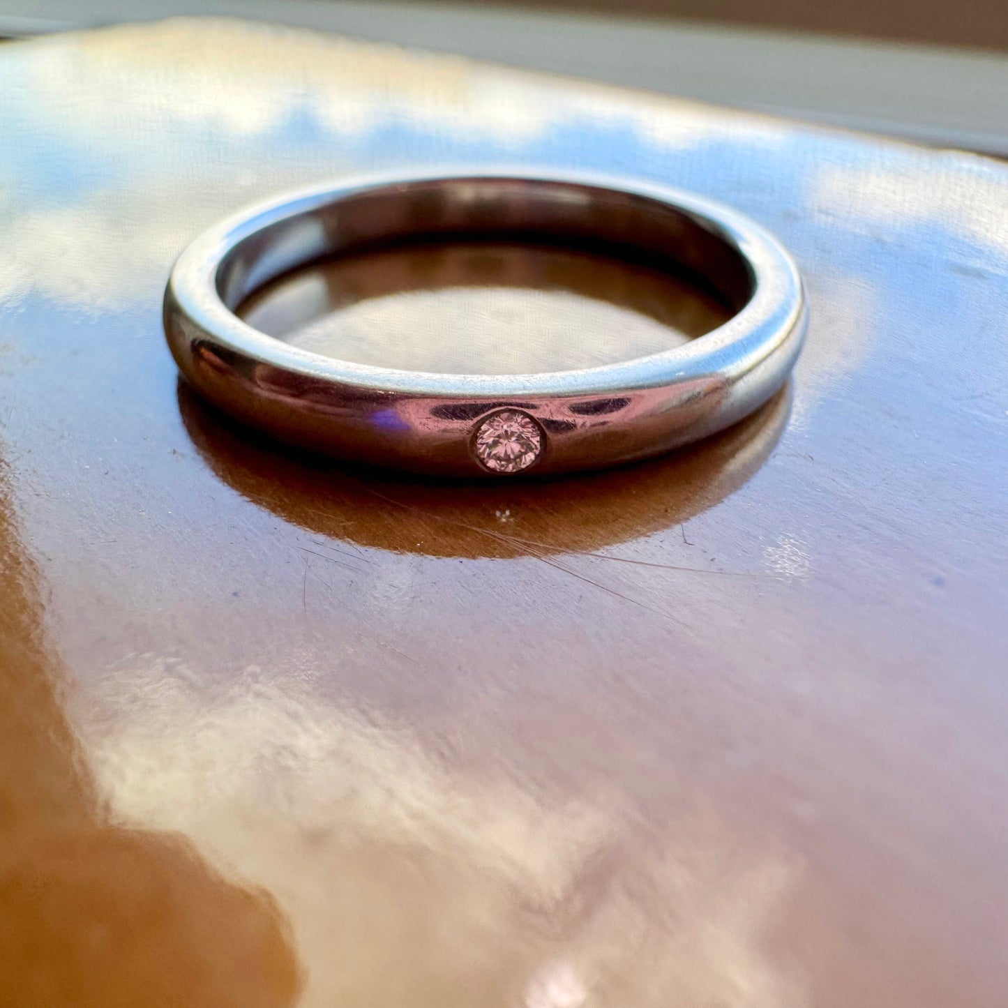 Contemporary Platinum Ring with Diamond