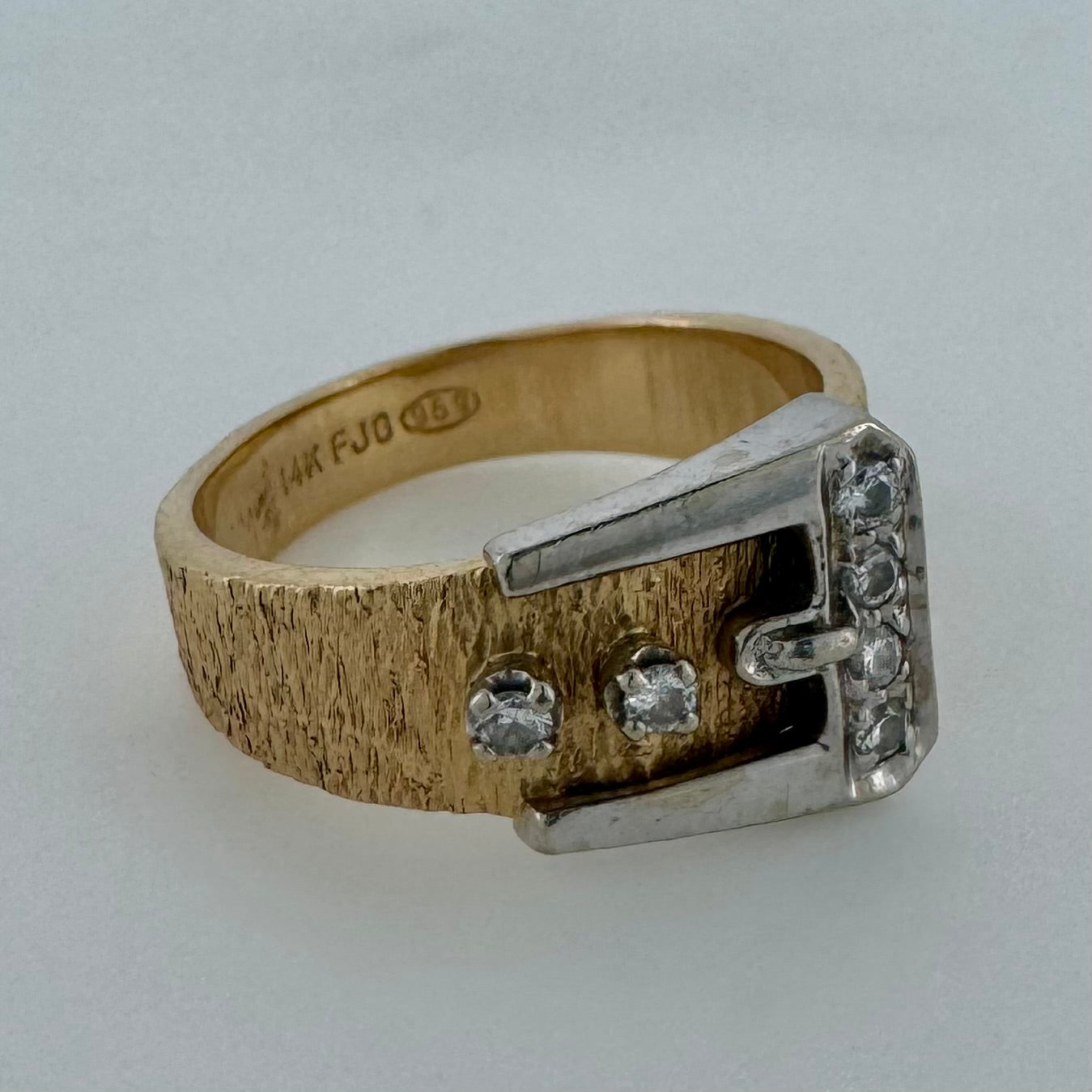 Diamond Buckle Ring - 14K Two Tone