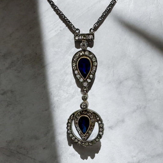 Sapphire and Diamond Necklace - Art Deco