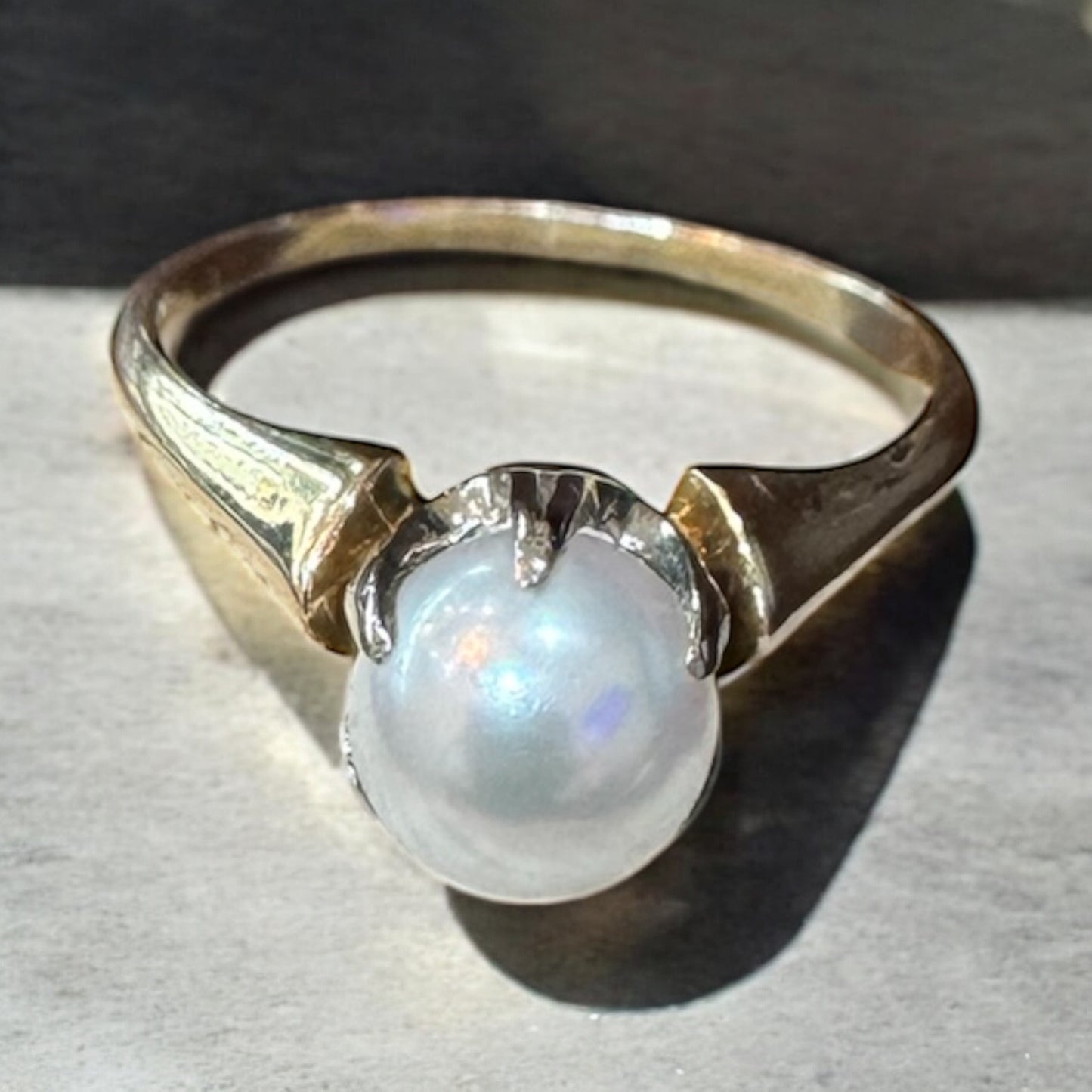 Pearl Solitaire Ring - 14K Yellow Gold