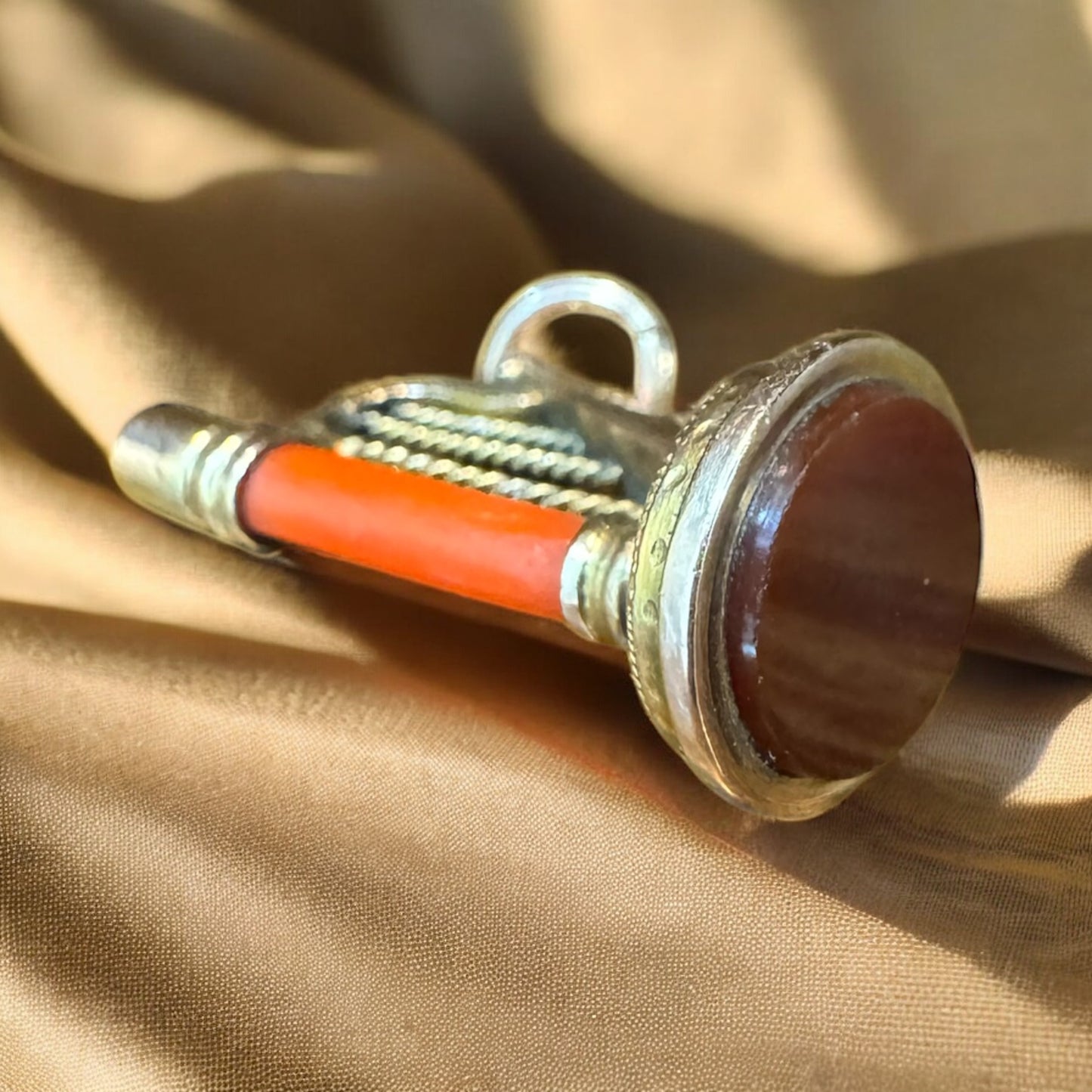 9K Gold Harp Watch Key/Fob - Victorian Era