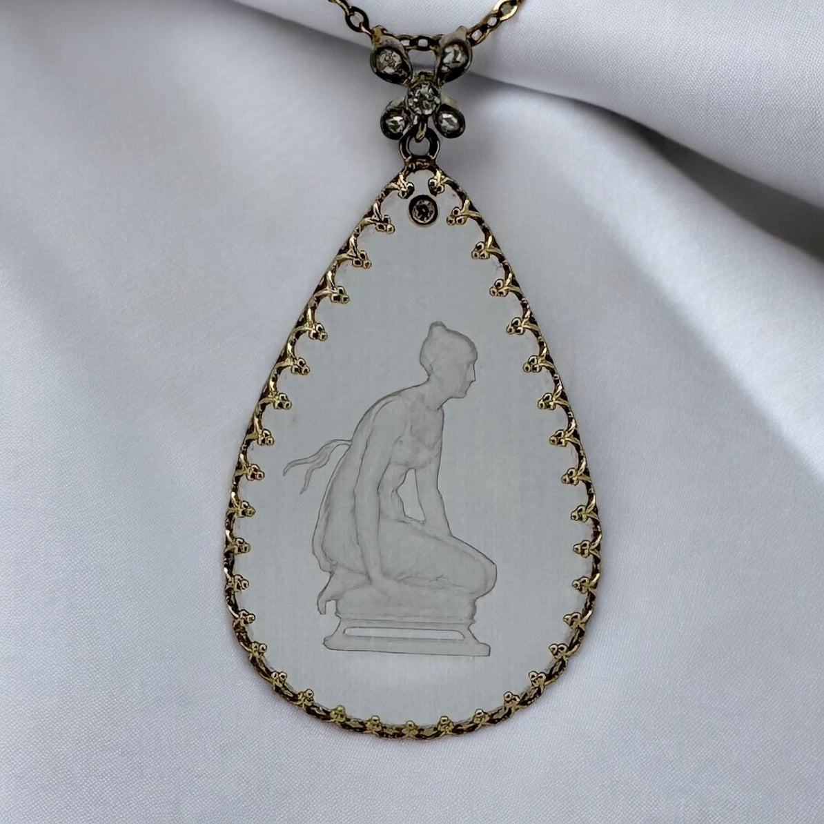 Hand-Carved Crystal Pendant - Victorian Era