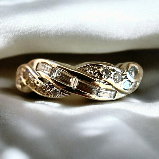 14K White Gold and Diamond band - Art Deco