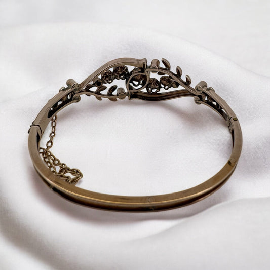 Rose Cut Diamond Bangle Bracelet - Victorian Era