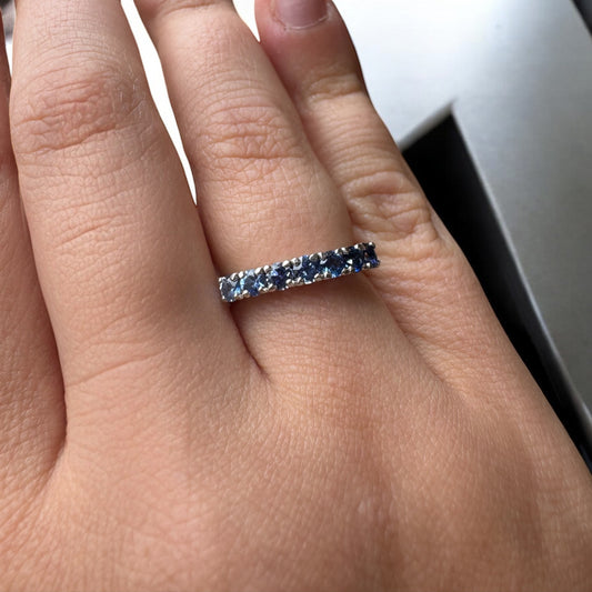 Ombre Sapphire Band - 14K White Gold