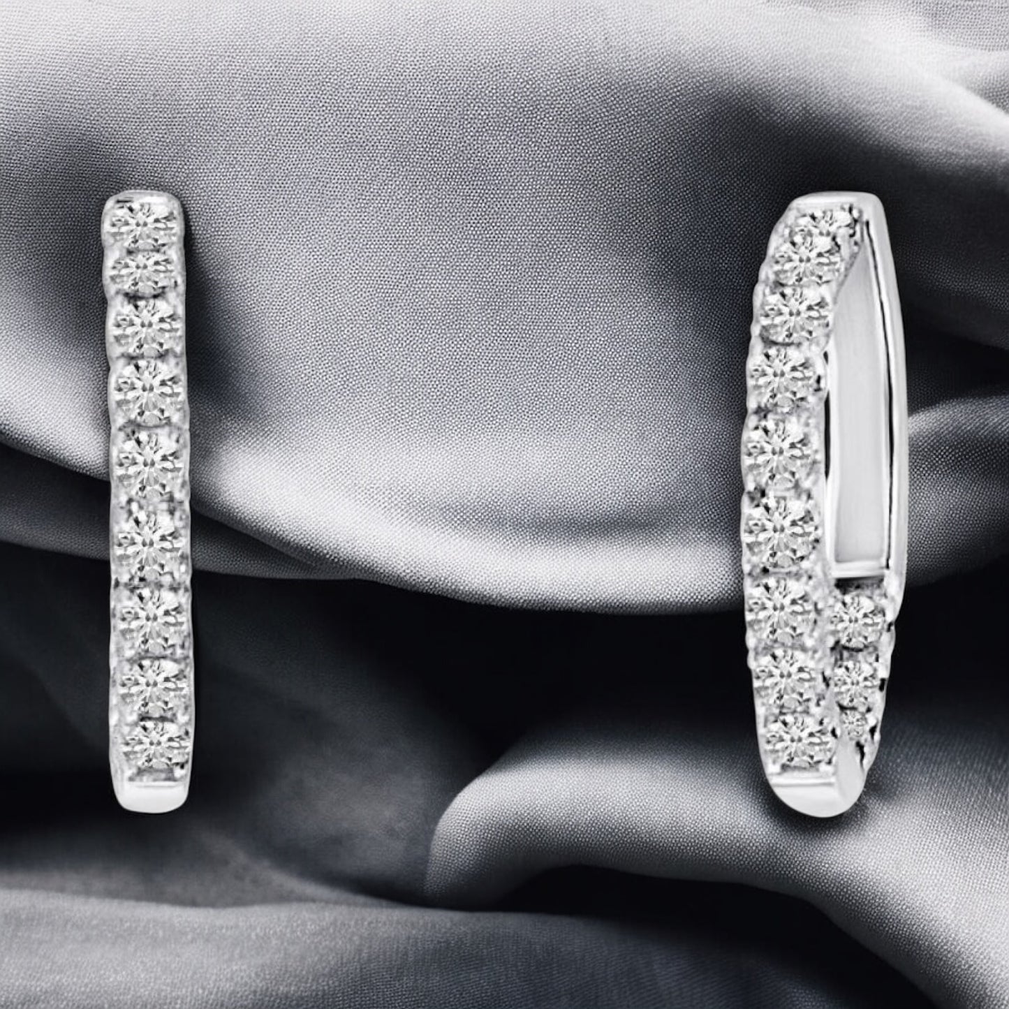 Classic Diamond Hoop Earrings - 14K White Gold