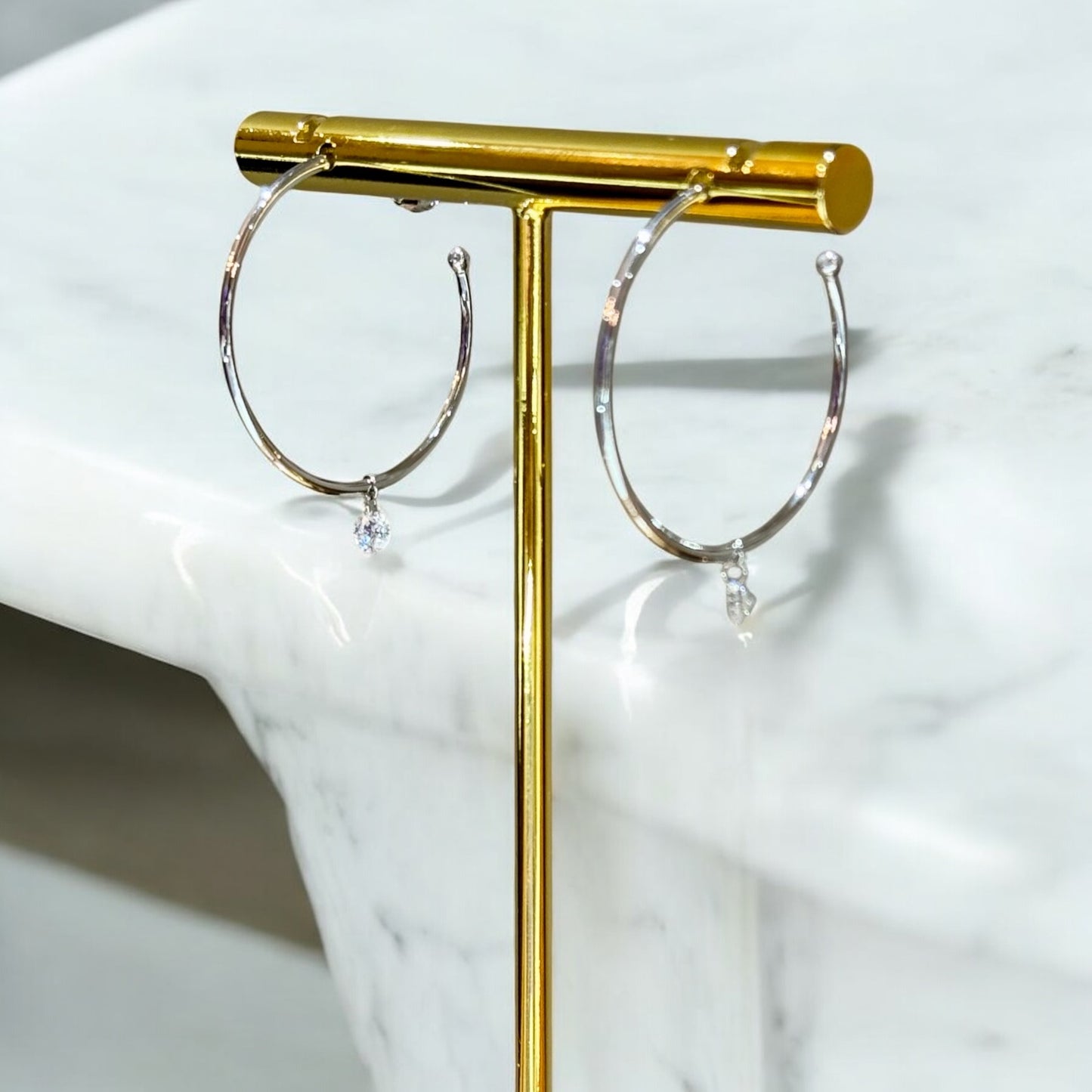 Dashing Diamond Large Hoop Earrings - 14K White Gold
