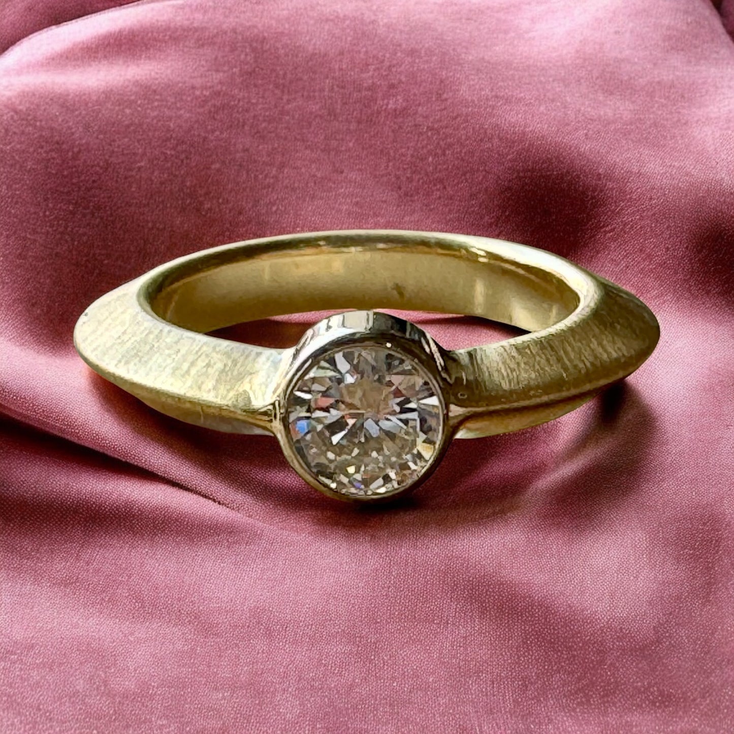 0.89ct Bezel-Set Round Solitaire Ring - TJ Designer