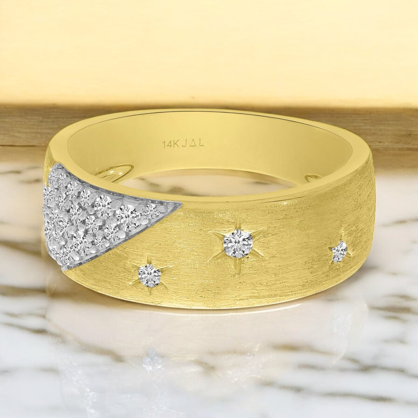 Celestial Diamond Wide Band - 14K Yellow Gold
