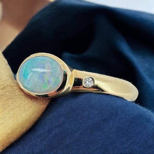 East/West Opal Ring - 14K Yellow Gold