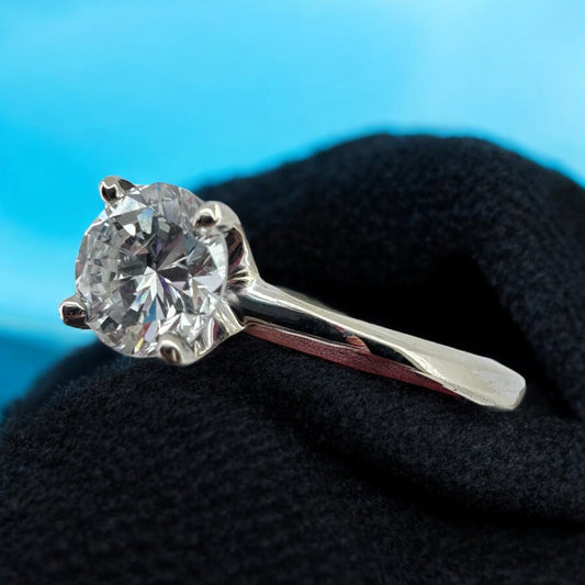 0.72ct Round Solitaire Engagement Ring - 14K White Gold