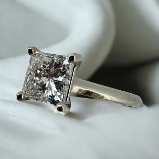 1.02ct Princess Cut Diamond Solitaire Ring - 14K White Gold