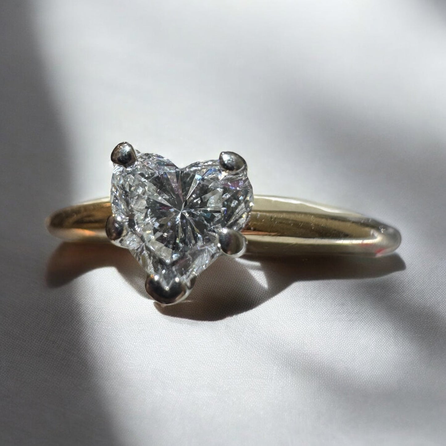 Heart-Shaped Diamond Solitaire Ring - 14K Yellow Gold