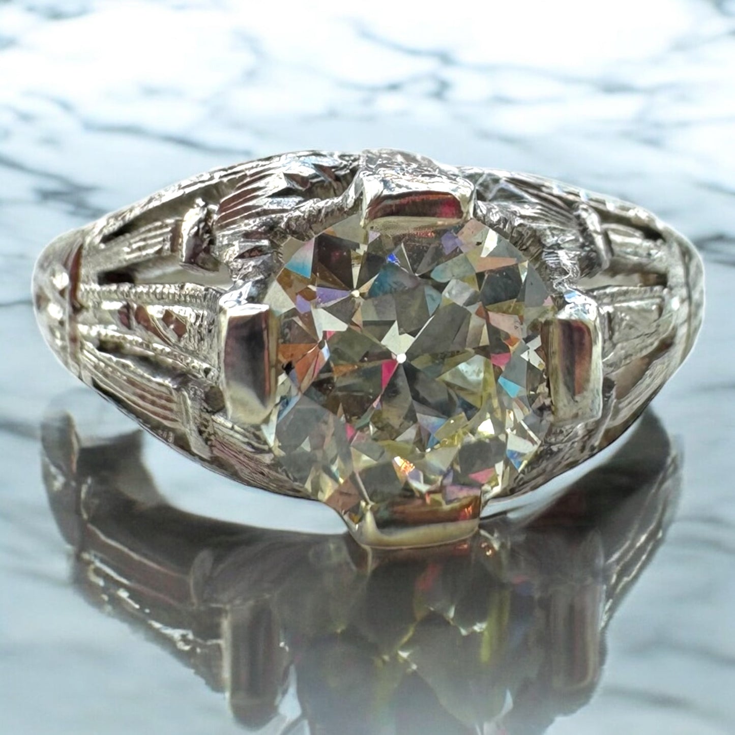 1.07ct European Cut Diamond Ring - Art Deco
