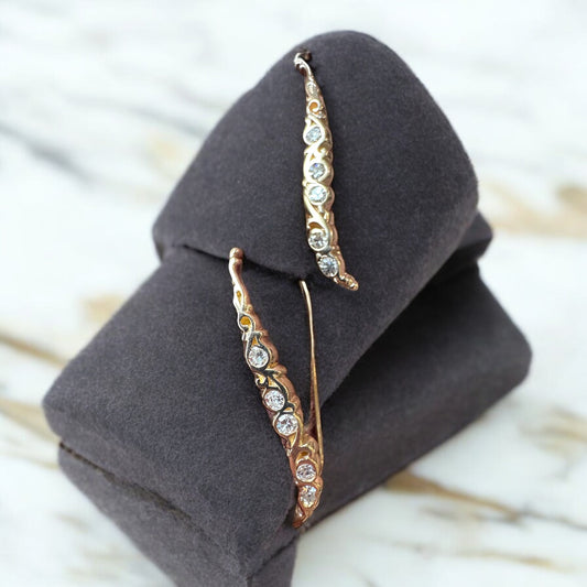 Single-Cut Diamond Ear Climbers - 14K Yellow Gold