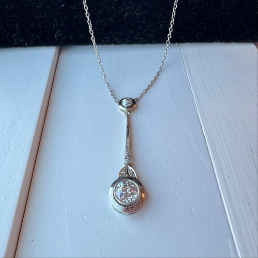 1.05ctw European-Cut Diamond Necklace - Art Deco Period
