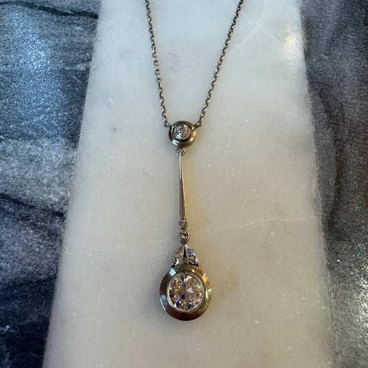 1.05ctw European-Cut Diamond Necklace - Art Deco Period
