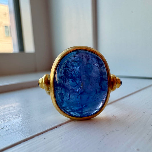 Sapphire Flip Ring - 14K Yellow Gold