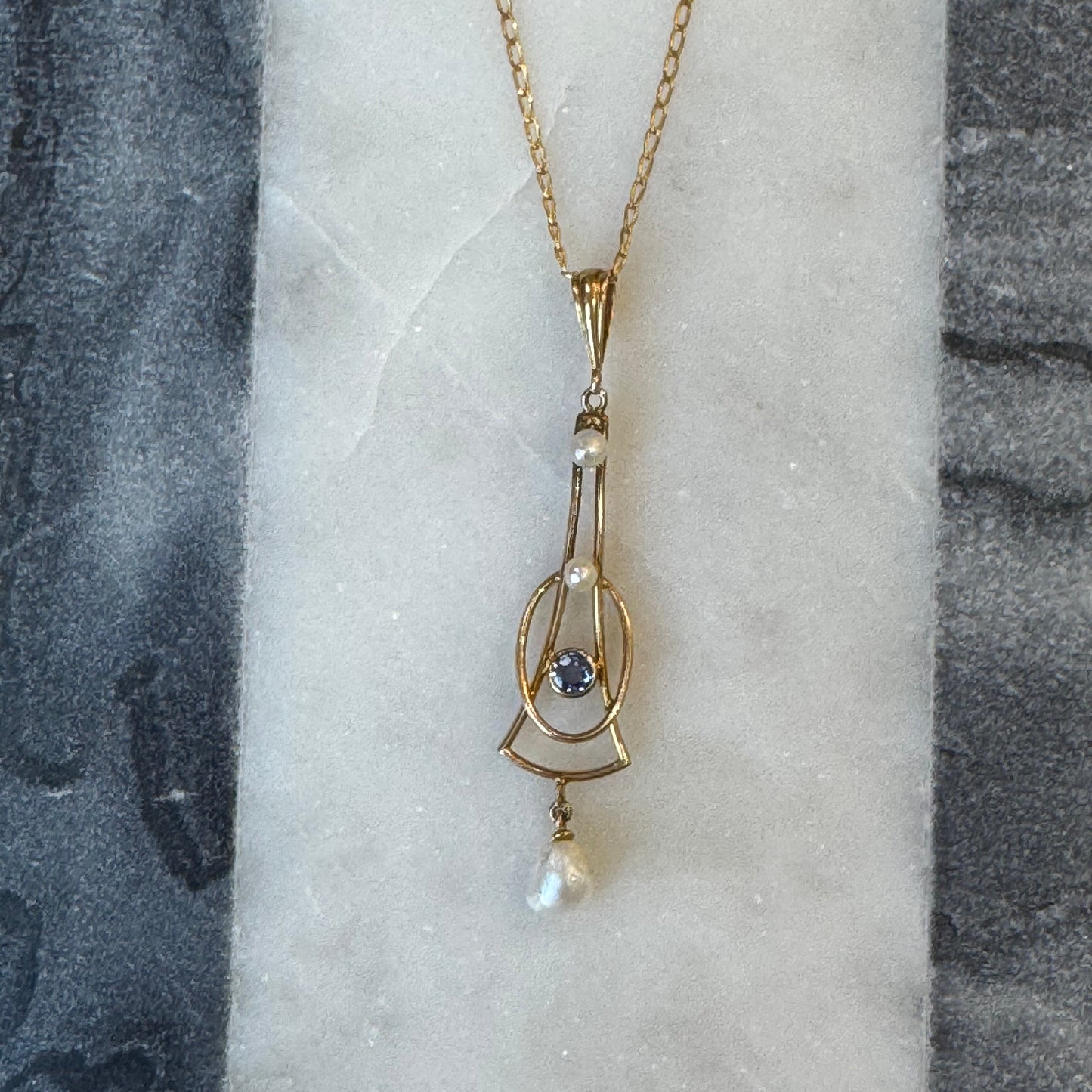 Pearl and Gold Estate Pendant