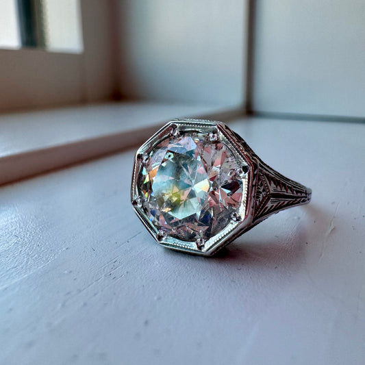 3.11ct European-Cut Diamond Ring - Art Deco Period