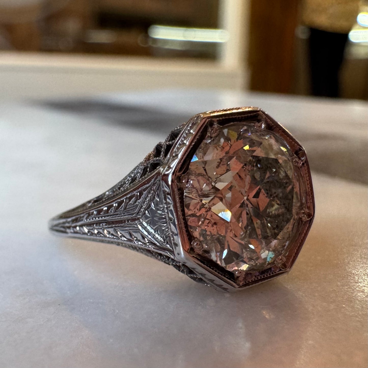 3.11ct European-Cut Diamond Ring - Art Deco Period