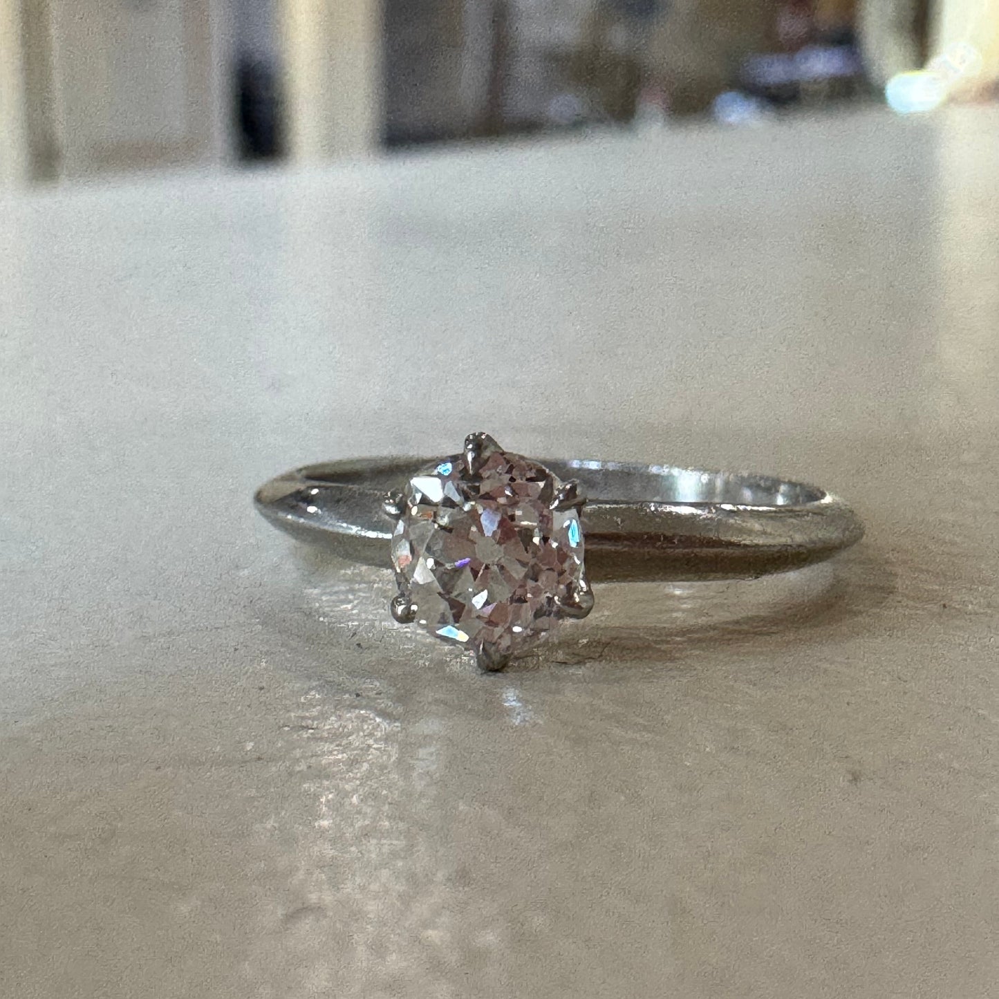 Platinum Engagement Ring with .76 carat European Cut