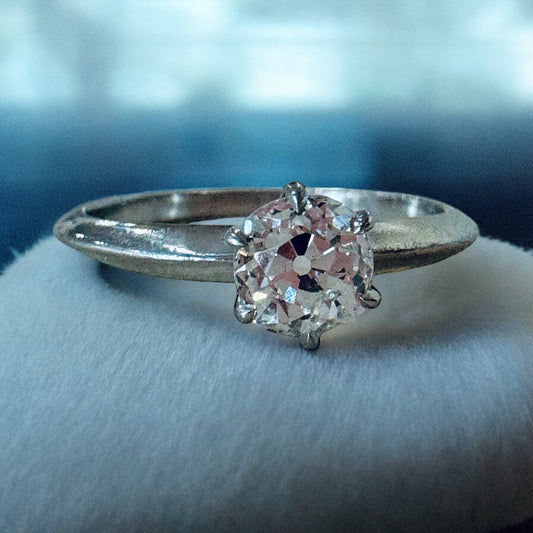 Platinum Engagement Ring with .76 carat European Cut