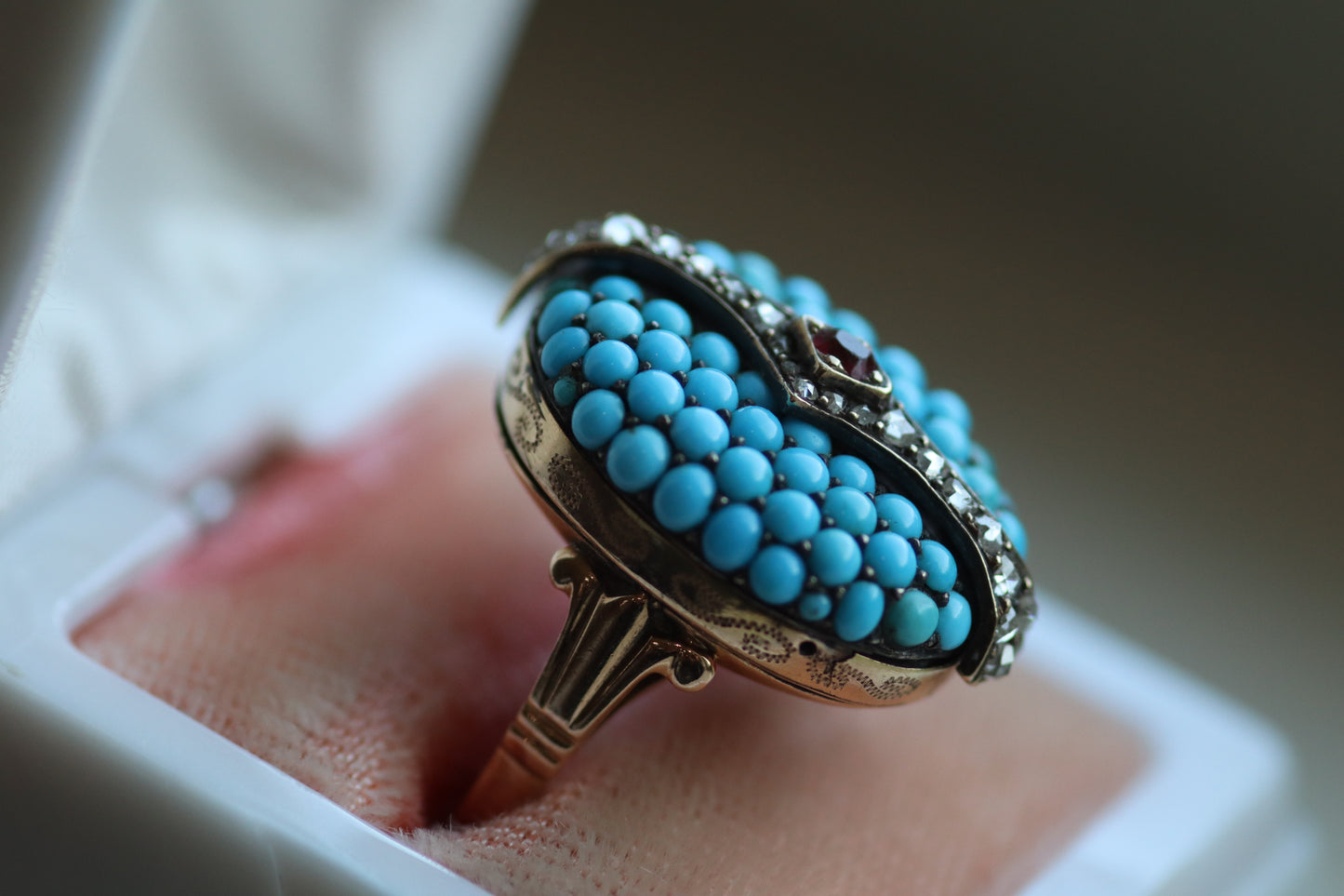 Turquoise Brooch Ring - Victorian Era