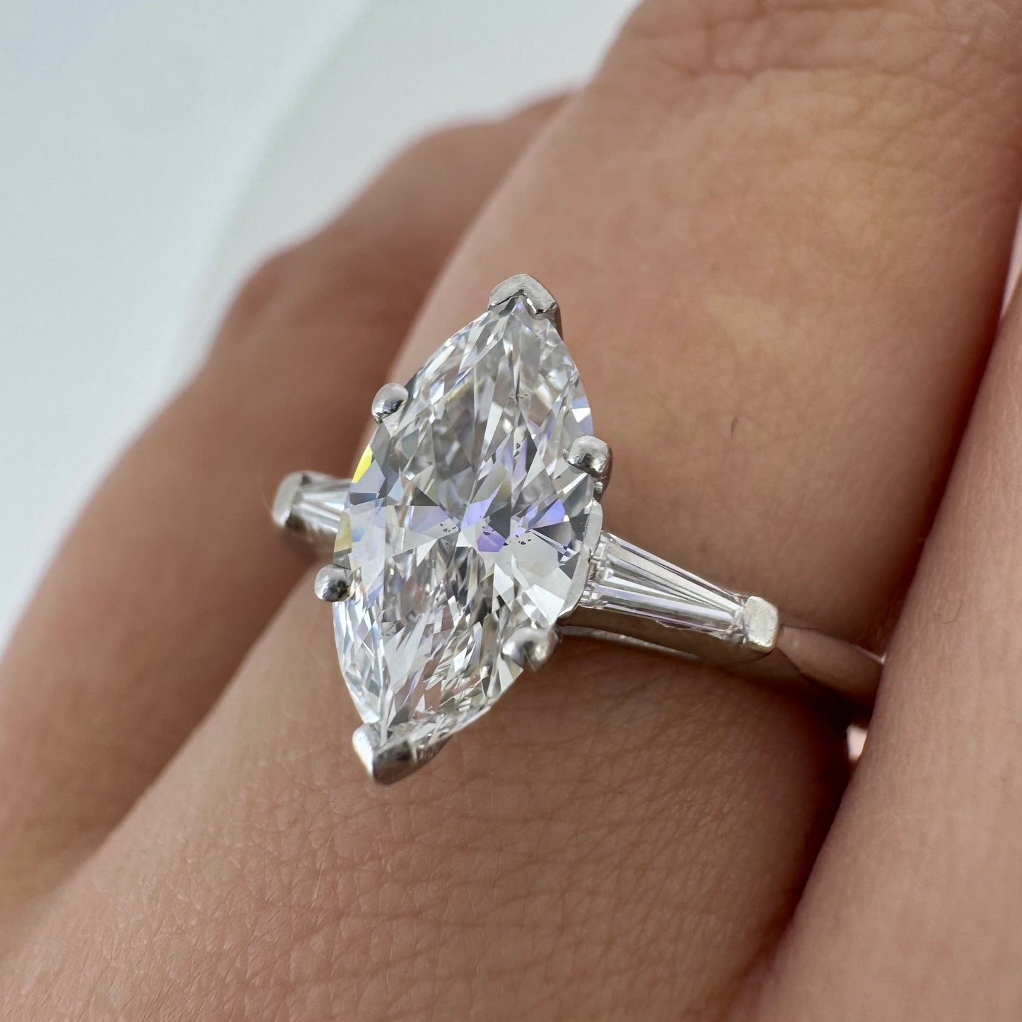 1.25ct Marquis Diamond Engagement Ring - Platinum