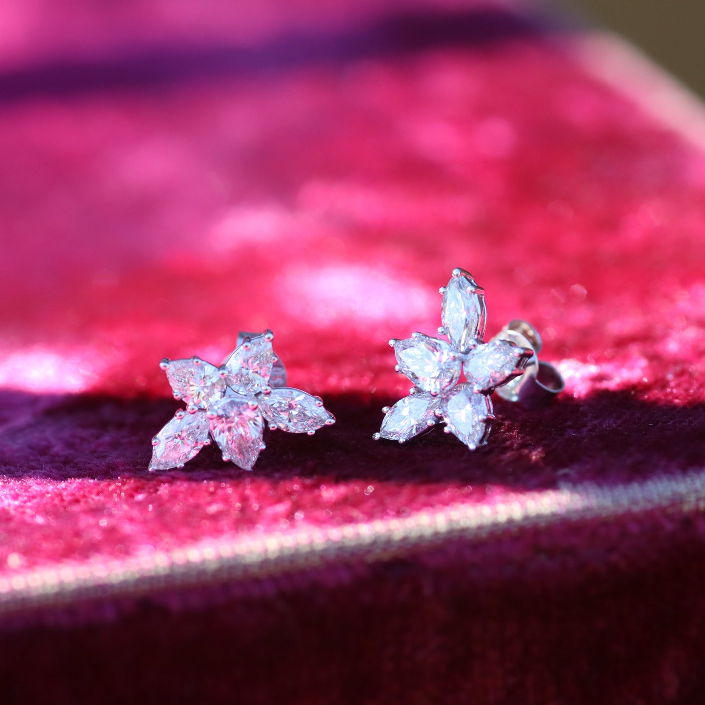 2.09ctw Diamond Burst Earrings - 18K White Gold